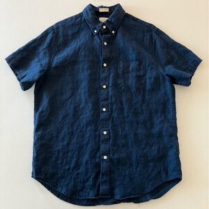 J. Crew 100% linen s/s shirt, navy, Baird Mcnutt
